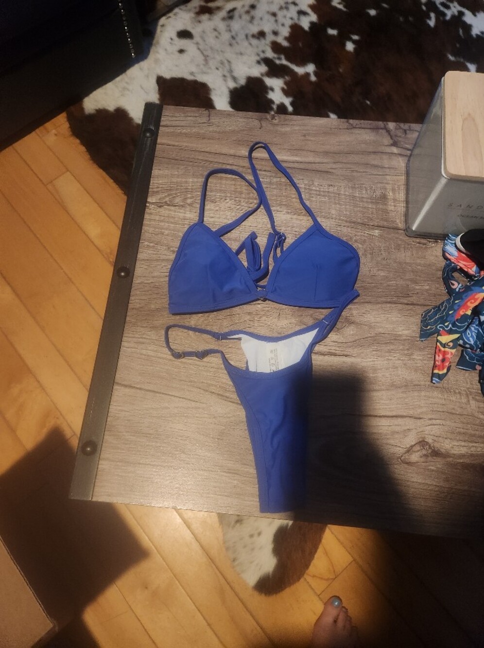 Royal Blue Women's Triangle Bikini Set with Adjustable Straps